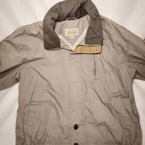 Vintage Golf Jacket St. John's Bay Men's L Beige Khaki Pop-Out Hood